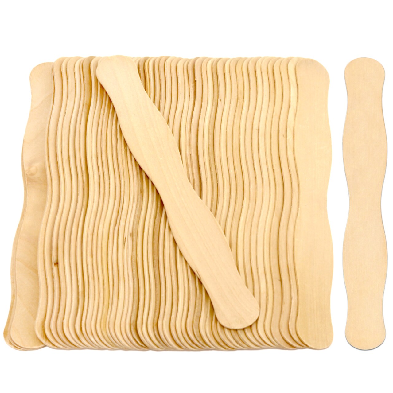 CraftySticks Wavy Wooden Fan Handle Sticks – 8 Inch Birch Wood for Crafts, DIY Fans, and Promotional Use, Natural